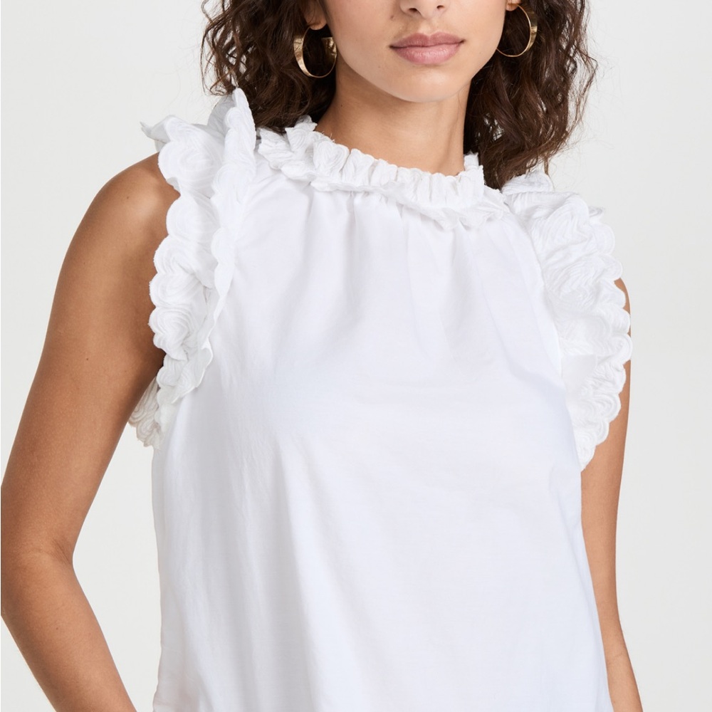 White Ruffle Sleeve Women's Top